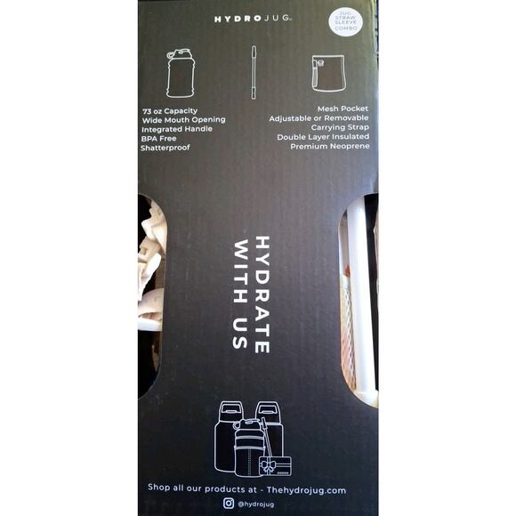 HYDROJUG Water Hydration Bottle Green with Floral Print Sleeve & Straw 73 Oz NEW - Picture 4 of 7